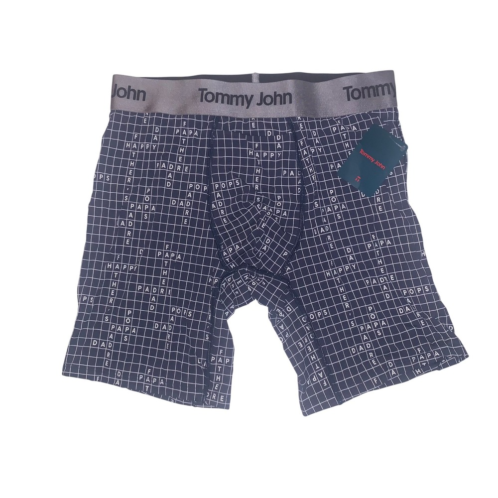 Tommy John FATHER'S DAY CROSSWORD Second Skin Boxer Briefs‎ Navy Mens 6" Inseam